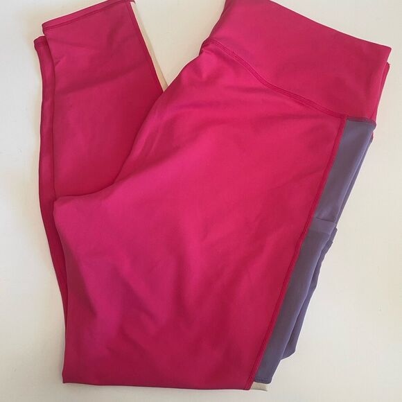 Fabletics Mila Power Hold High Waist Color-block Pink Purple Leggings Sz 2X NEW - Picture 1 of 9